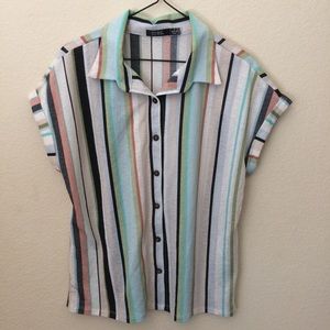 CURE. Button Down Striped Top